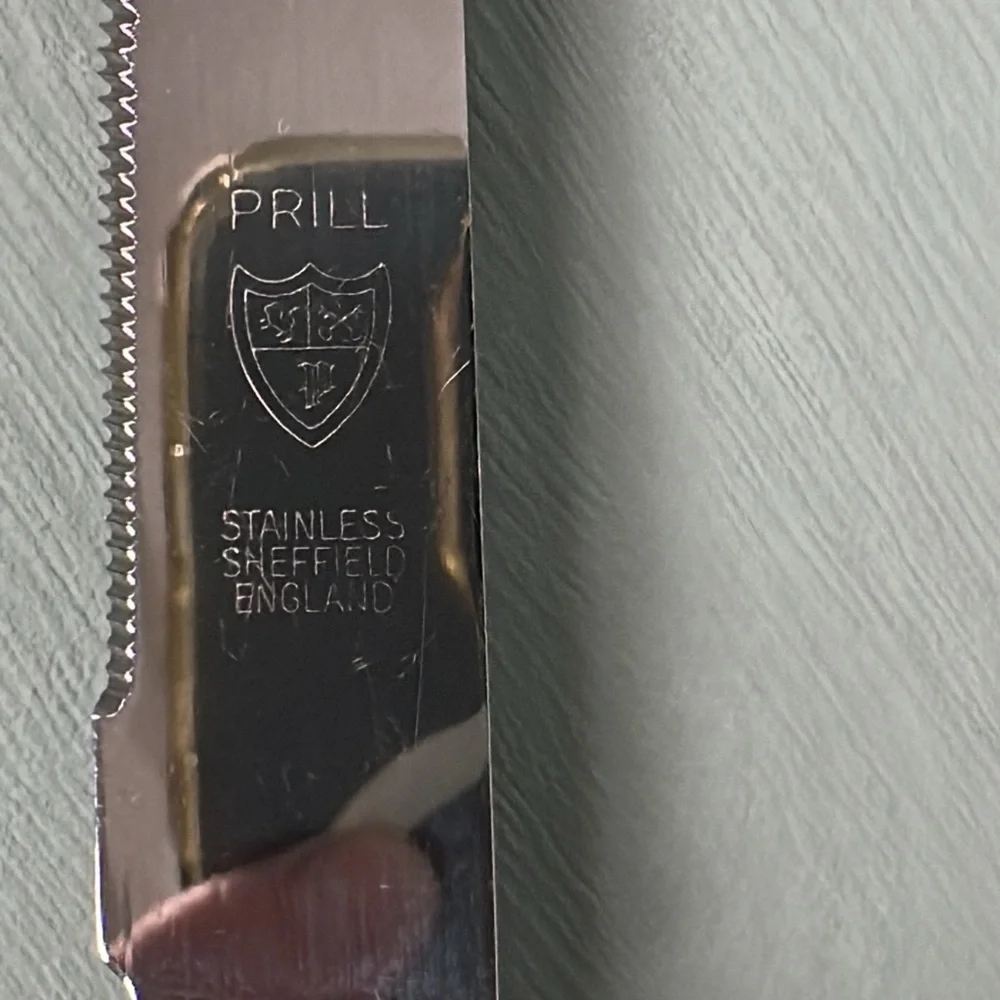 HOUSE OF PRILL SHEFFIELD England Porcelain handle cheese knife 8 3/8